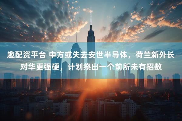 趣配资平台 中方或失去安世半导体，荷兰新外长对华更强硬，计划祭出一个前所未有招数